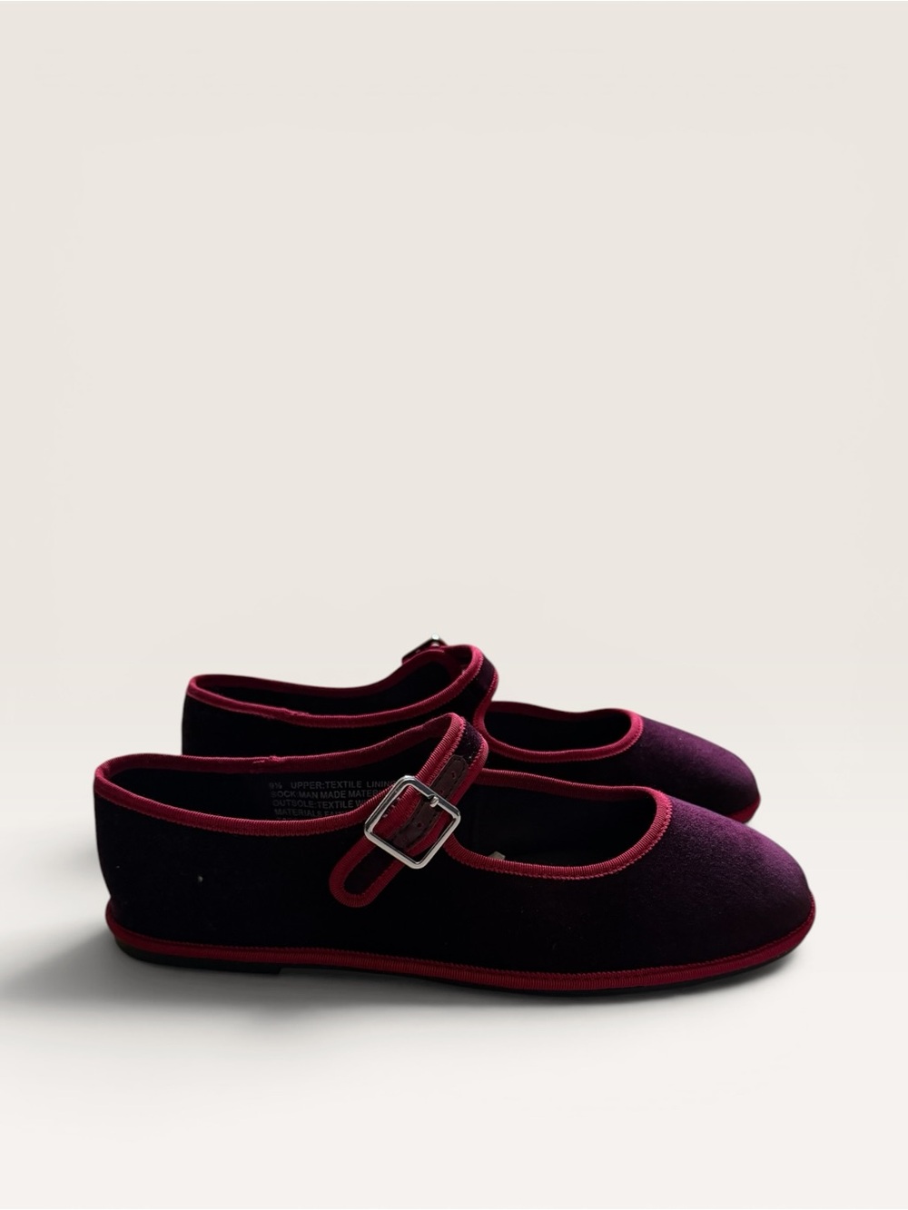 Universal Thread Burgundy Velvet Mary Jane Flats Size 9.5 Balletcore - Picture 2 of 5